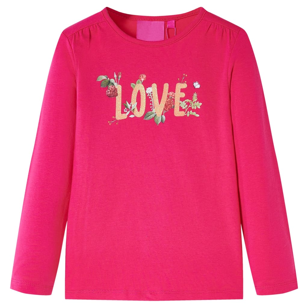 T-shirt à manches longues enfant rose vif 116