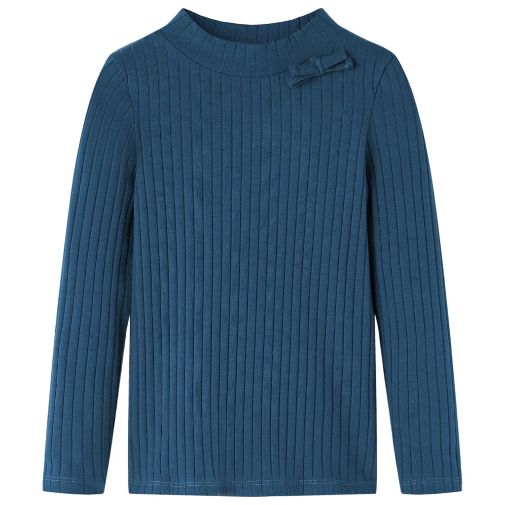 Kids' Long-Sleeve Ribbed T-Shirt Navy Blue 140
