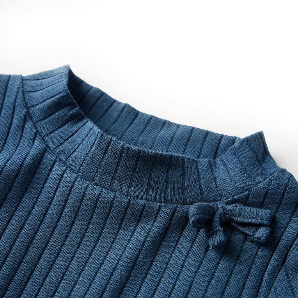 Kids' Long-Sleeve Ribbed T-Shirt Navy Blue 140