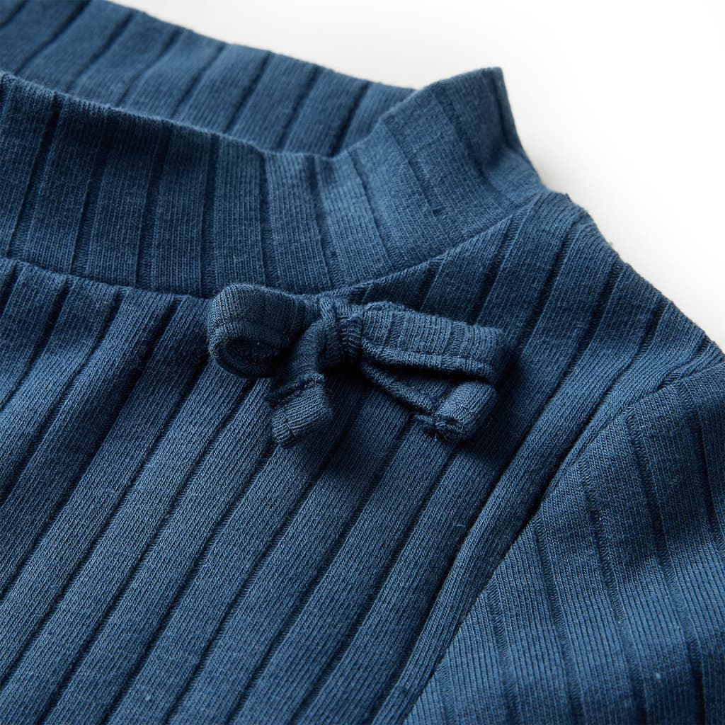 Kids' Long-Sleeve Ribbed T-Shirt Navy Blue 140