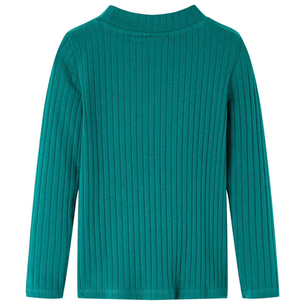 T-shirt enfant manches longues en maille côtelée vert foncé 104