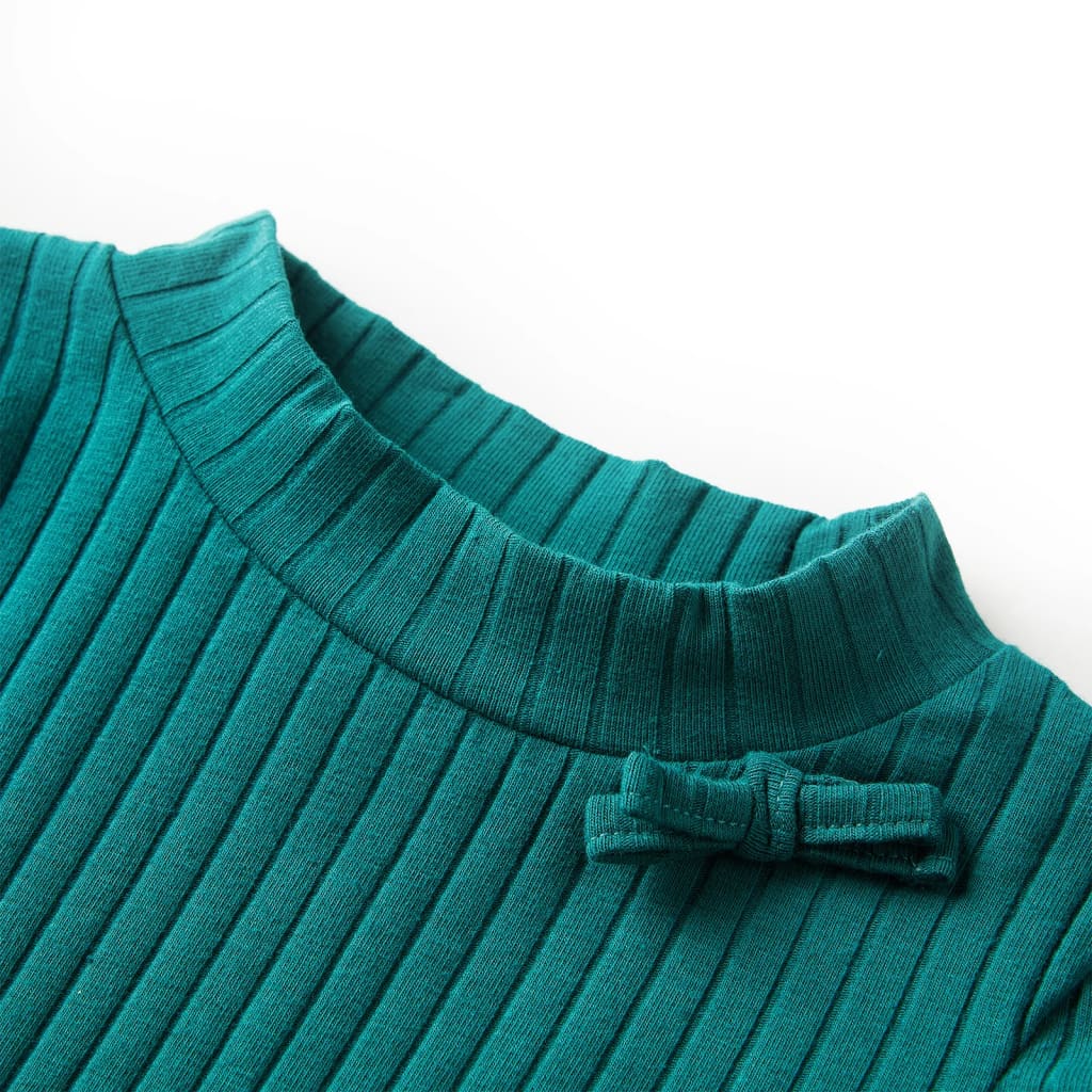 T-shirt enfant manches longues en maille côtelée vert foncé 104