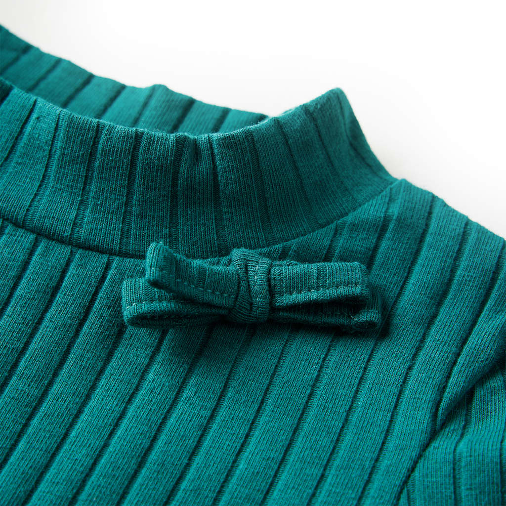 T-shirt enfant manches longues en maille côtelée vert foncé 104