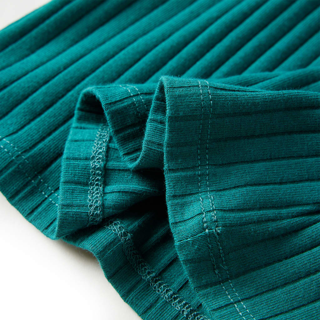T-shirt enfant manches longues en maille côtelée vert foncé 104