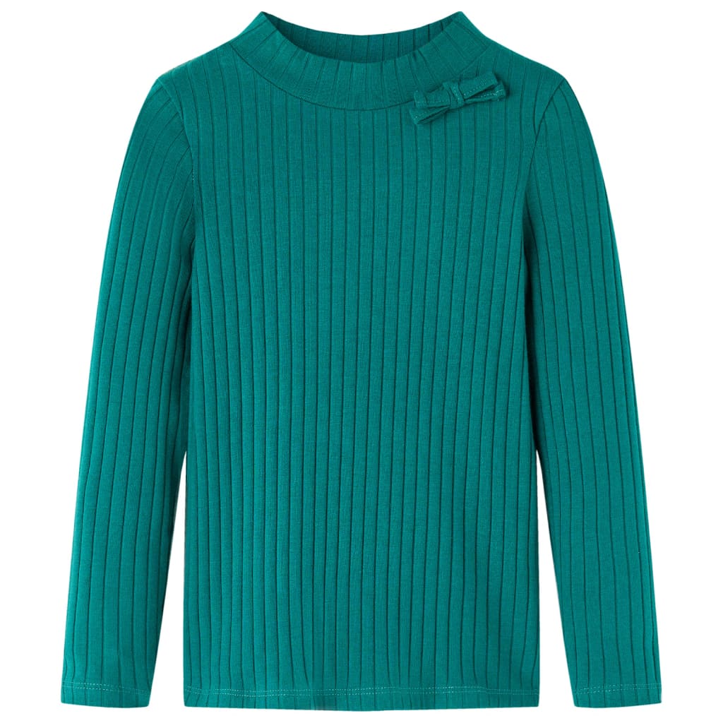 T-shirt enfant manches longues côtelé vert foncé 116