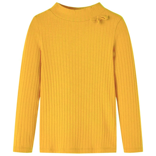 Kids' Long-Sleeve Rib-Knit Top Dark Ocher 128