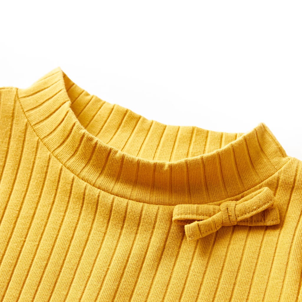 Kids' Long-Sleeve Rib-Knit Top Dark Ocher 128