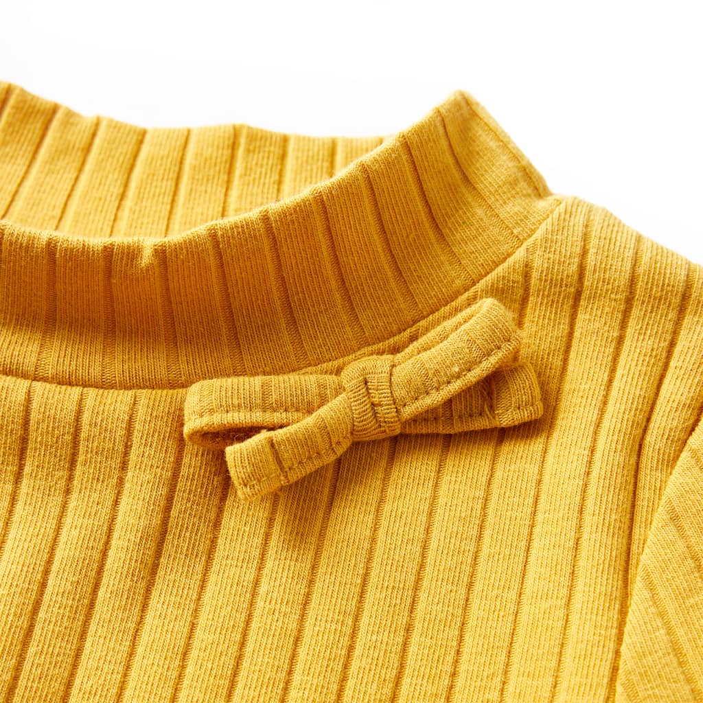 Kids' Long-Sleeve Rib-Knit Top Dark Ocher 128