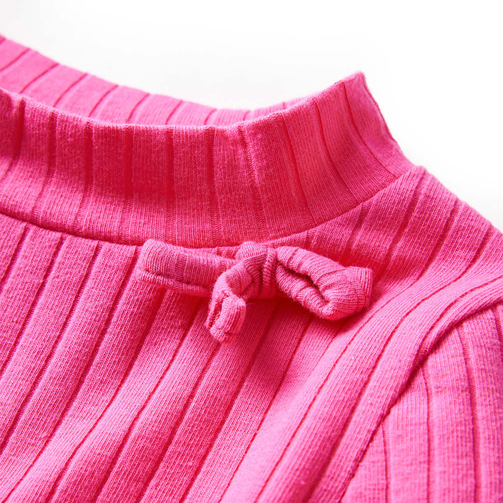 T-shirt manches longues côtelé Enfant Rose vif 92