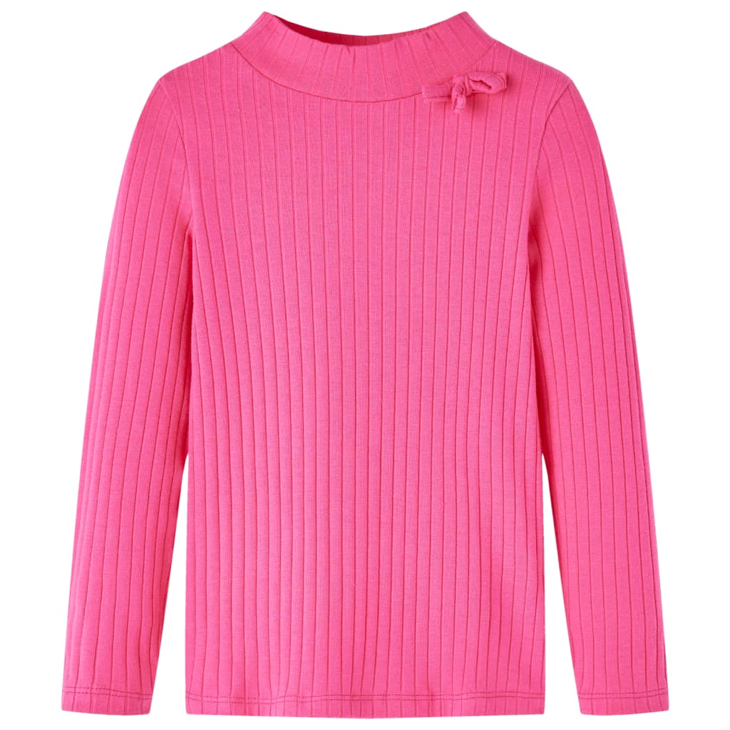 T-shirt manches longues en maille côtelée pour enfant rose vif 104
