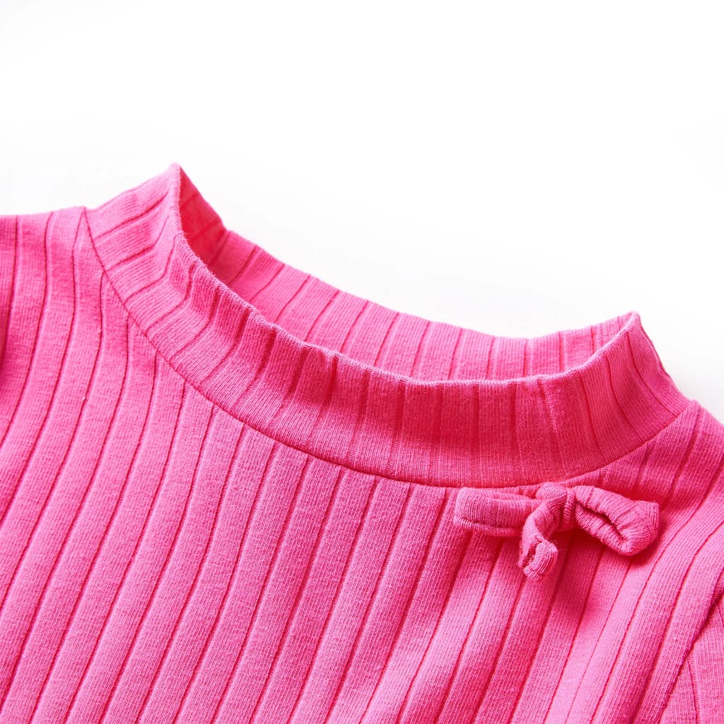 T-shirt manches longues en maille côtelée pour enfant rose vif 104