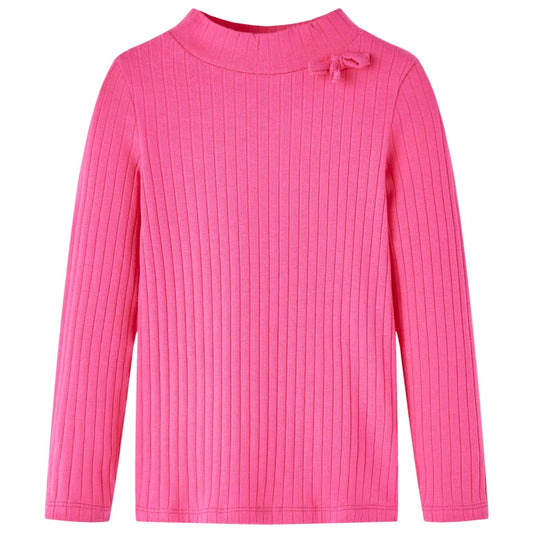 Kids' Long-Sleeve Rib-Knit T-Shirt Hot Pink 128