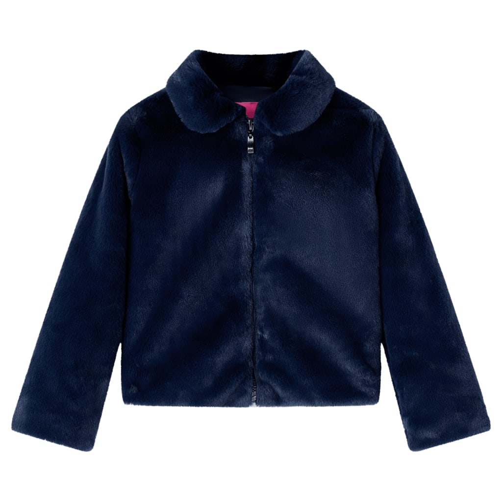 Manteau enfant fausse fourrure bleu marine 104