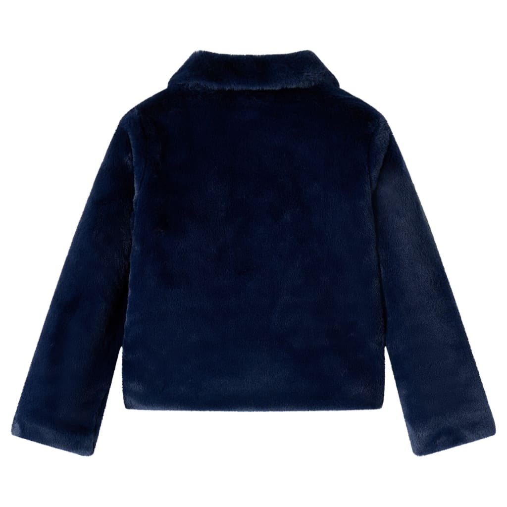 Manteau enfant fausse fourrure bleu marine 104