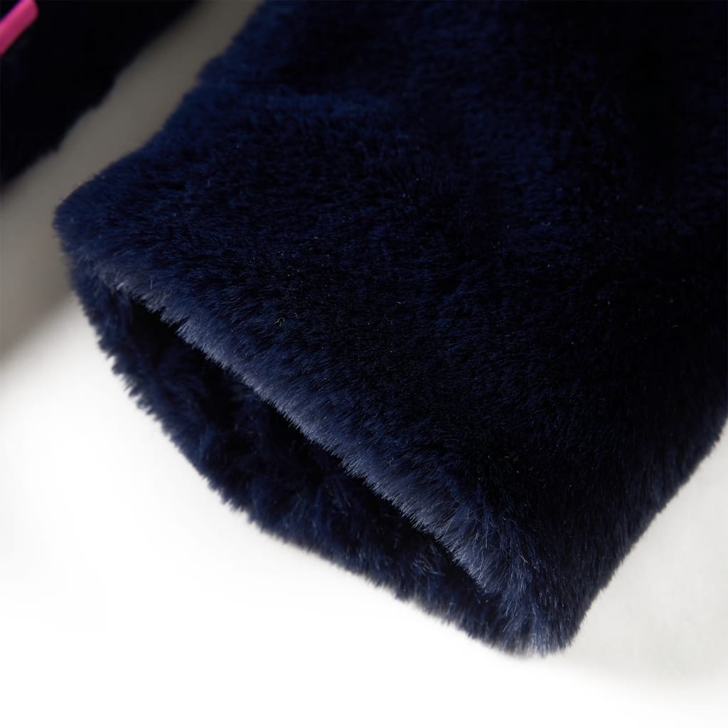 Manteau enfant fausse fourrure bleu marine 104
