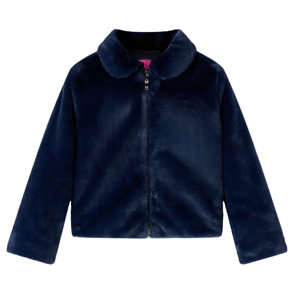 Manteau enfant fausse fourrure bleu marine 116