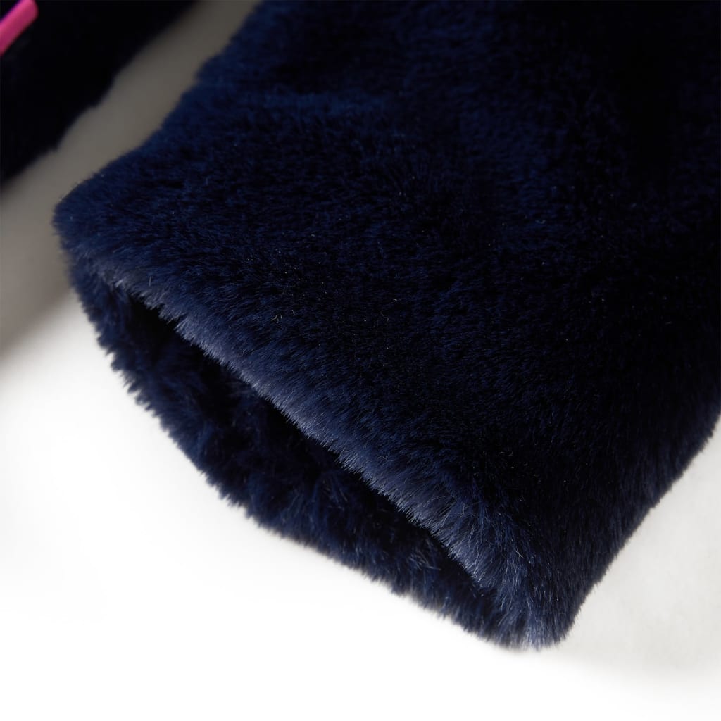 Manteau enfant fausse fourrure bleu marine 116