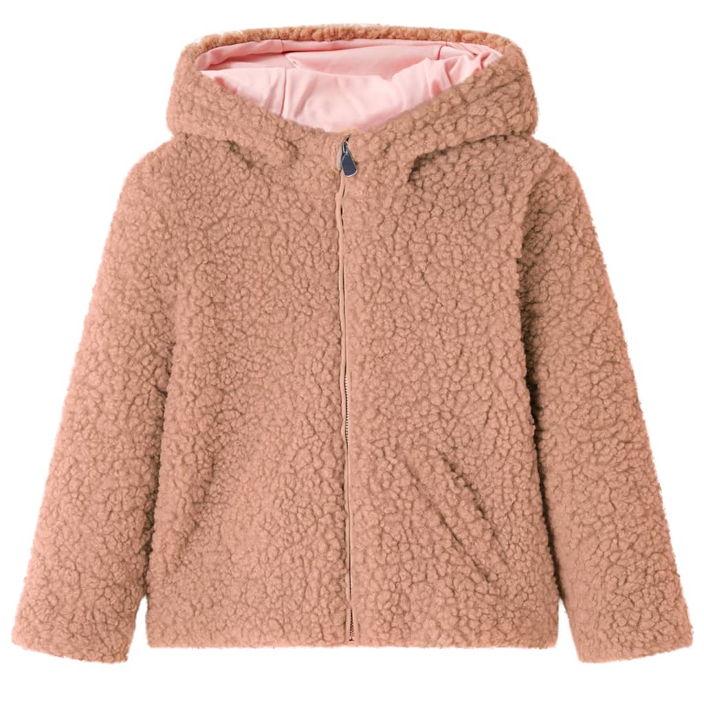 Veste à capuche enfant en fausse fourrure Teddy Cognac clair 104