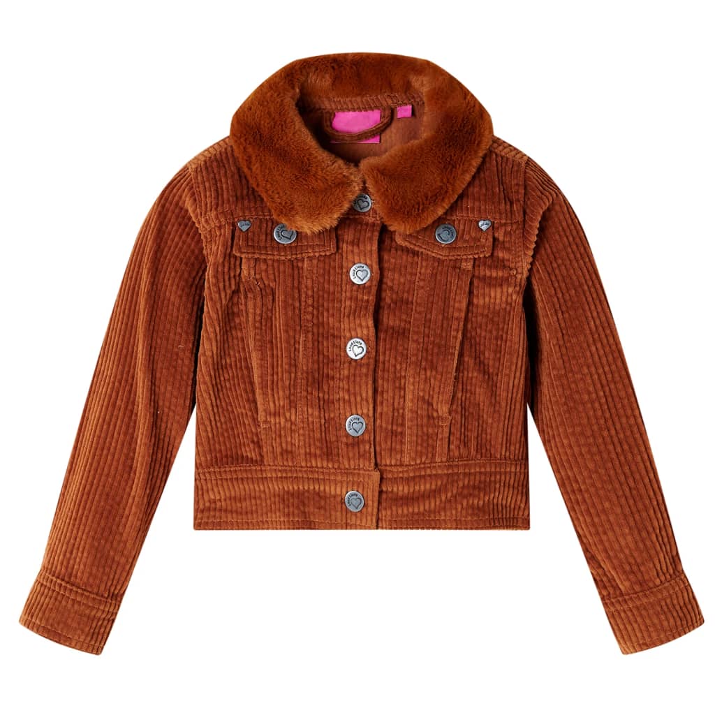 Veste enfant en velours côtelé couleur cognac 140
