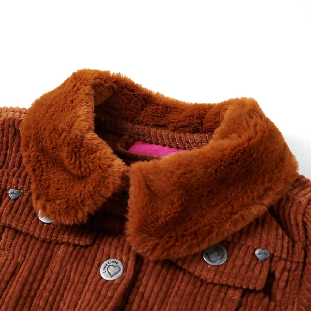Veste enfant en velours côtelé couleur cognac 140