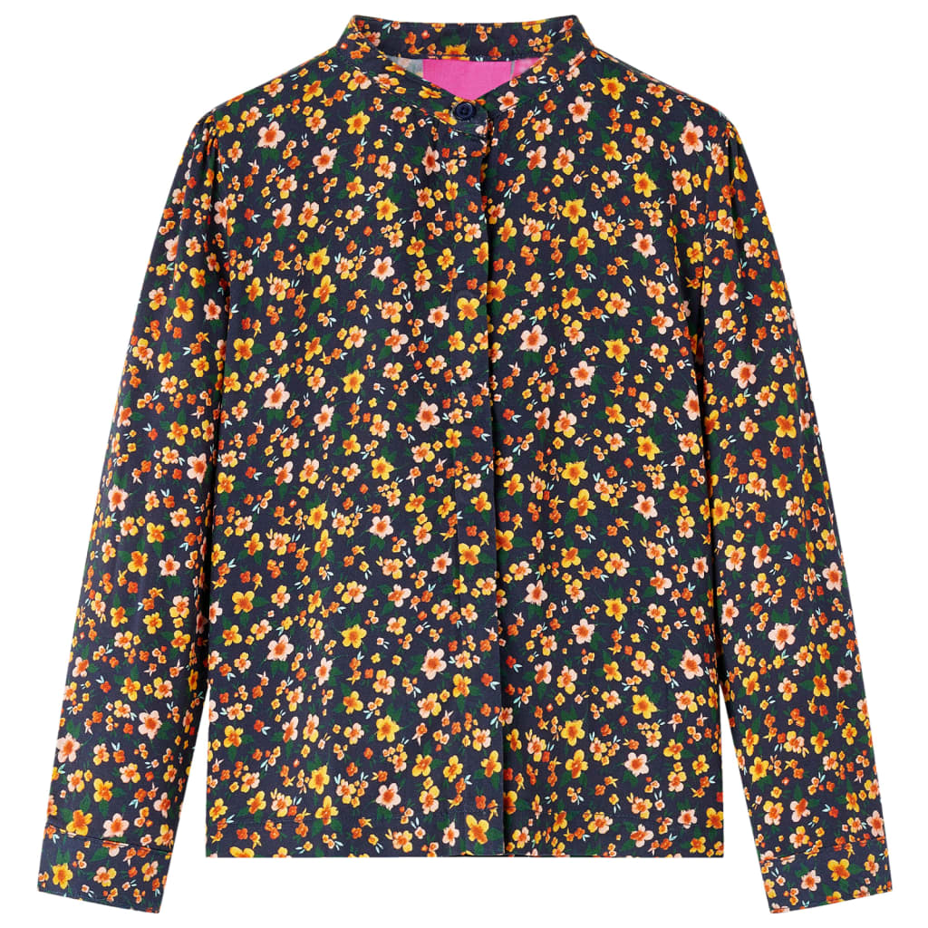 Children's Stand-Up Collar Shirt Navy Blue 104