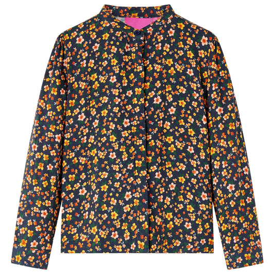 Children's Stand-Up Collar Shirt Navy Blue 104