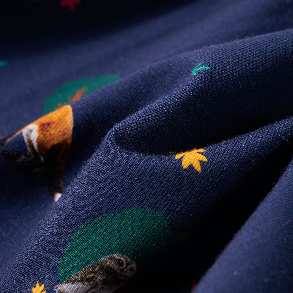 Children's Dress with Long Sleeves and Drawstring Navy Blue 116