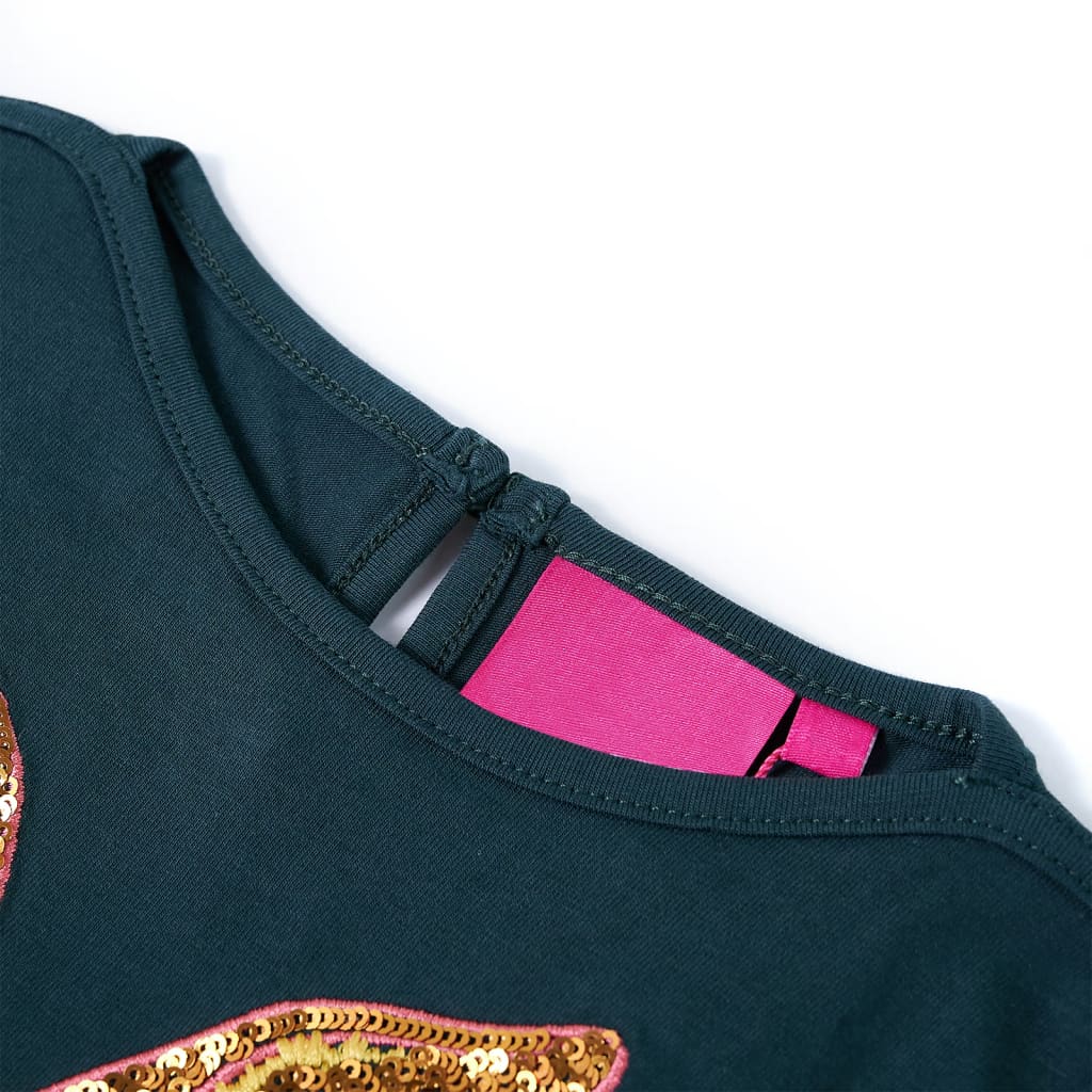 T-shirt enfant à manches longues vert foncé 128