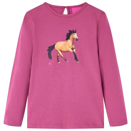 Kids' Long-Sleeve Shirt Raspberry Red 104