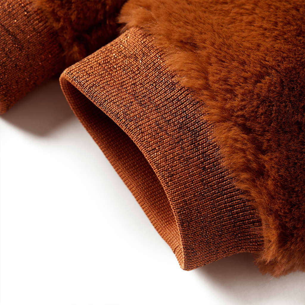 Kids' Faux Fur Hooded Jacket Cognac 104