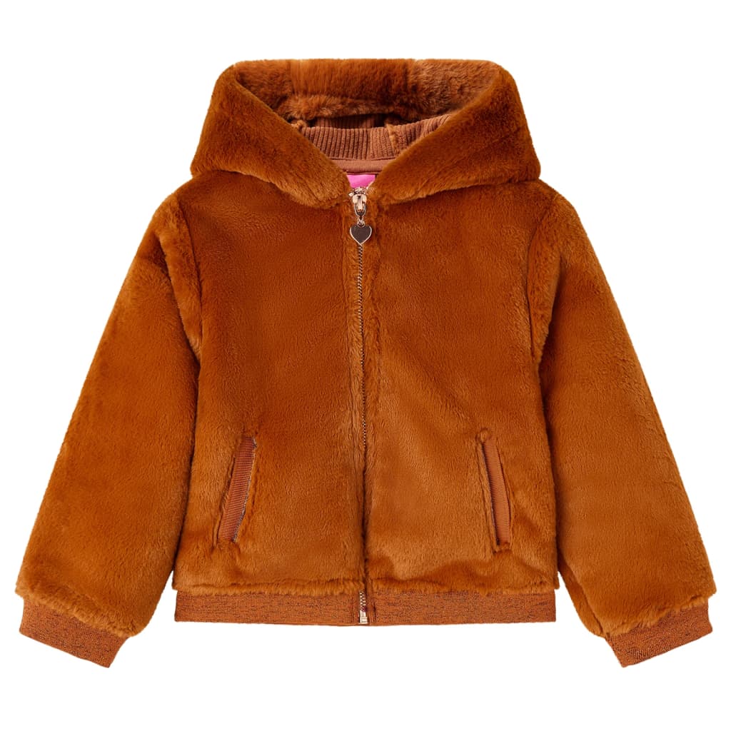 Veste à capuche enfant fausse fourrure Cognac 116