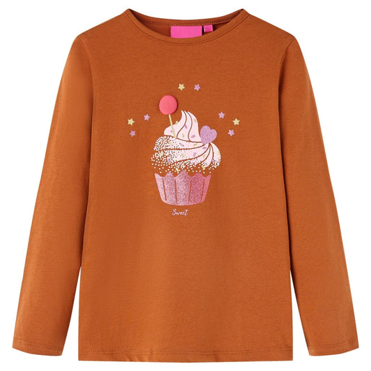 Kids' Long-Sleeved Shirt Cognac 92