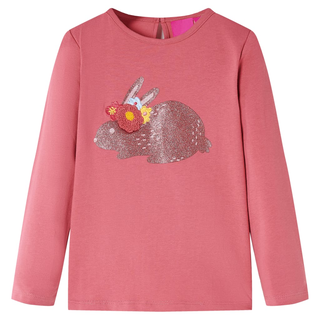 T-shirt manches longues enfant vieux rose 140