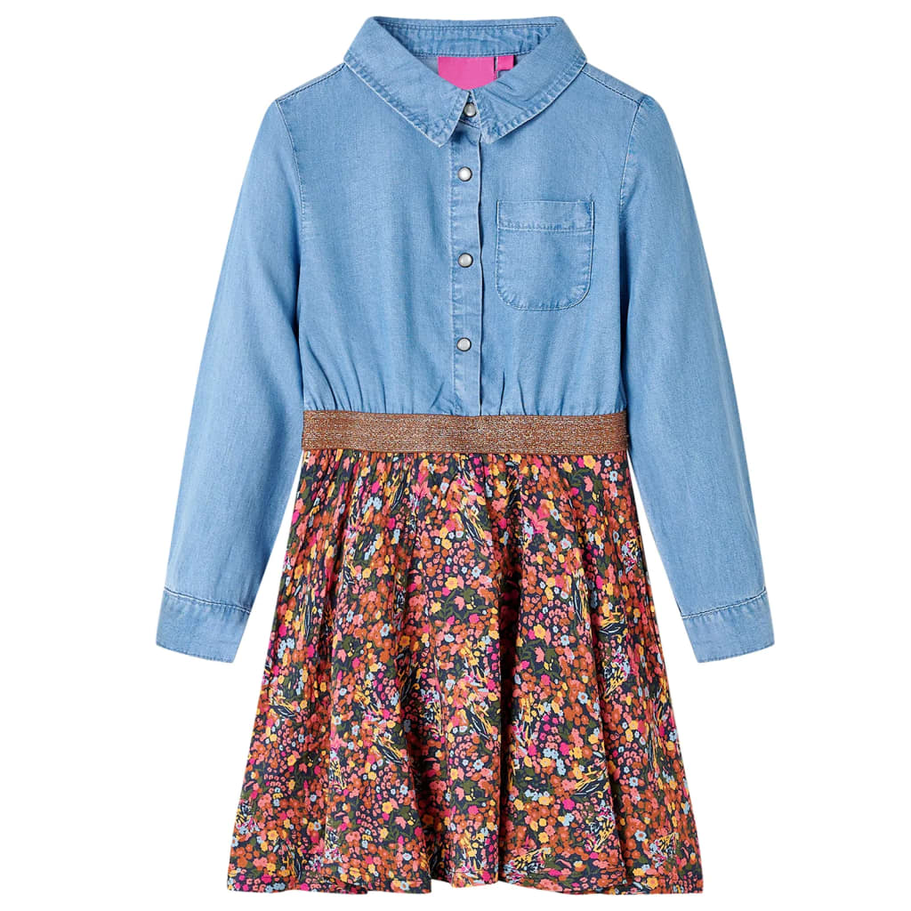Robe Enfant Manches Longues Bleu Marine et Bleu Jean 104