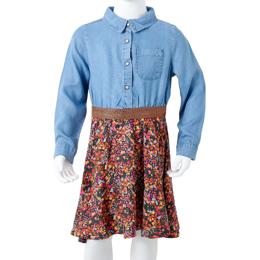Robe Enfant Manches Longues Bleu Marine et Bleu Jean 104