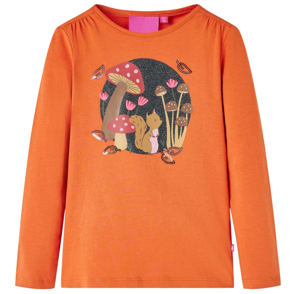 T-shirt manches longues enfant orange foncé 128