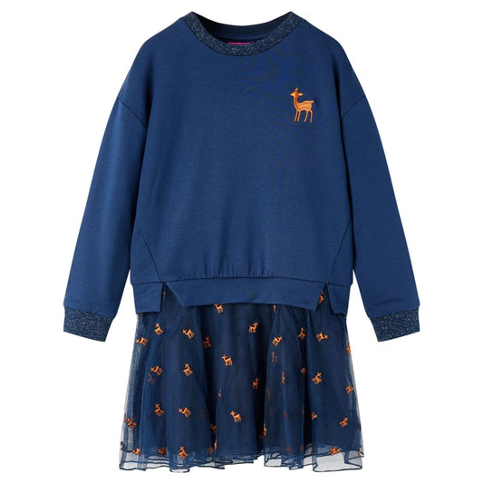 Girls' Long Sleeve Dress Navy Blue 92