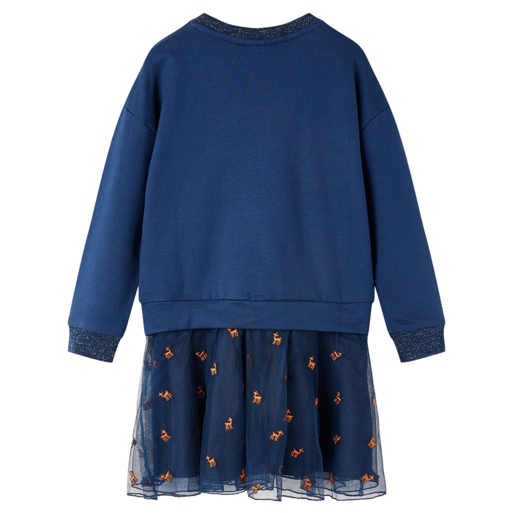 Girls' Long Sleeve Dress Navy Blue 92