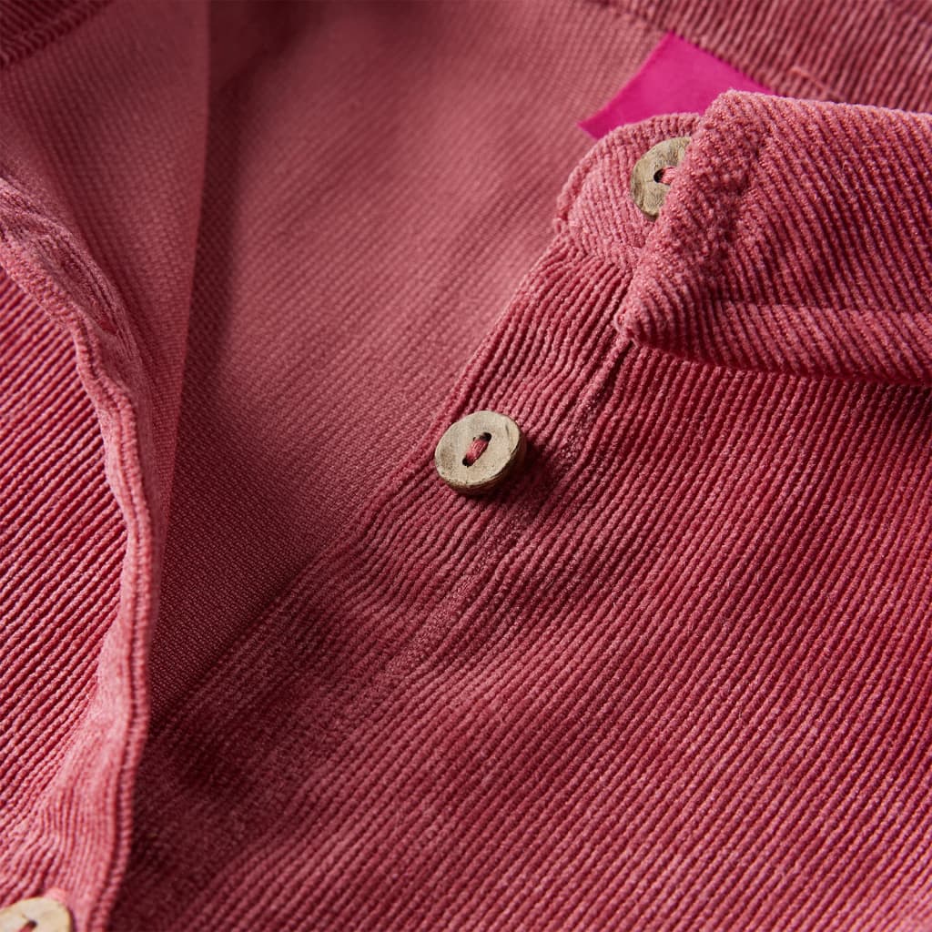 Robe enfant en velours côtelé rose vieilli à manches longues 104