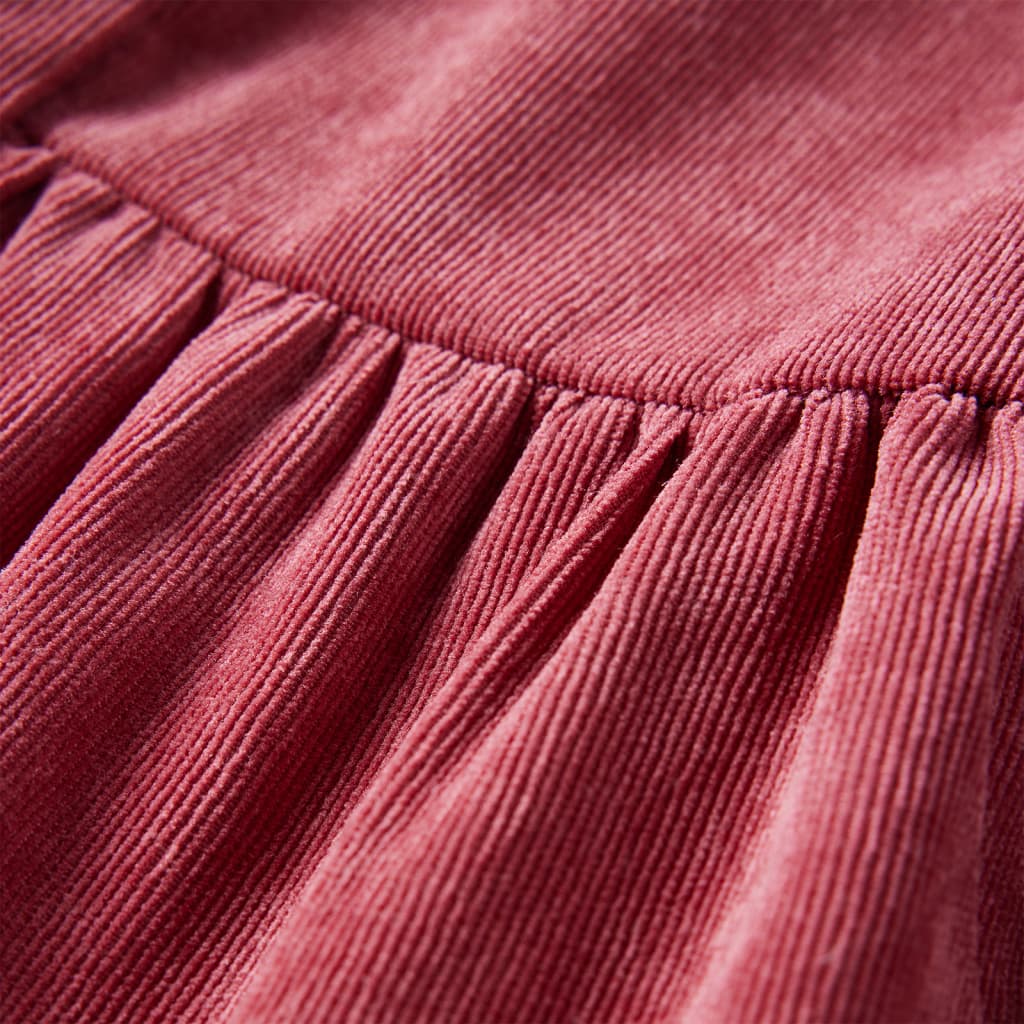 Robe enfant en velours côtelé rose vieilli à manches longues 104