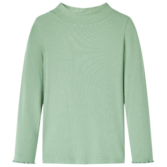 Kinder-Langarmshirt Halbrollkragen Dunkles Minzgrün 128