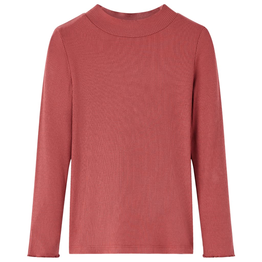 Kids' Long-Sleeved Mock Neck T-Shirt Dark Red 104