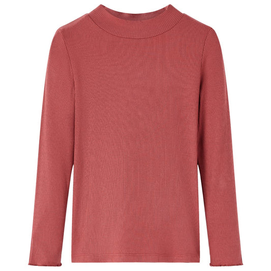 Kids' Long-Sleeved Mock Neck T-Shirt Dark Red 104