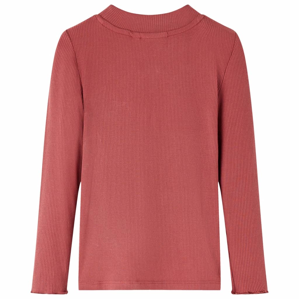 Kids' Long-Sleeved Mock Neck T-Shirt Dark Red 104