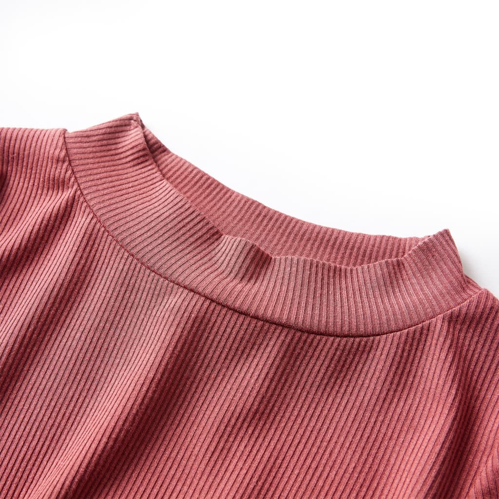 Kids' Long-Sleeved Mock Neck T-Shirt Dark Red 104