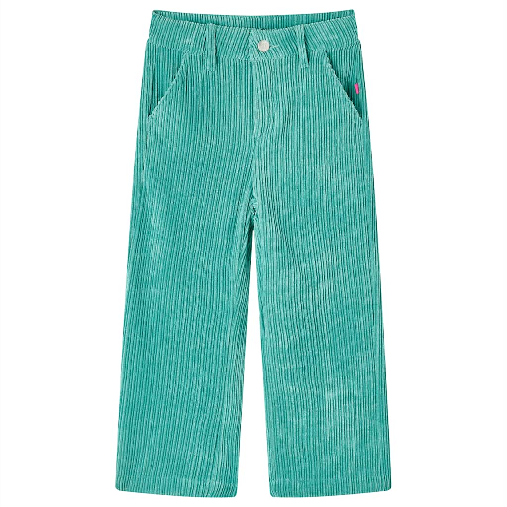 Pantalon enfant en velours côtelé vert menthe 92