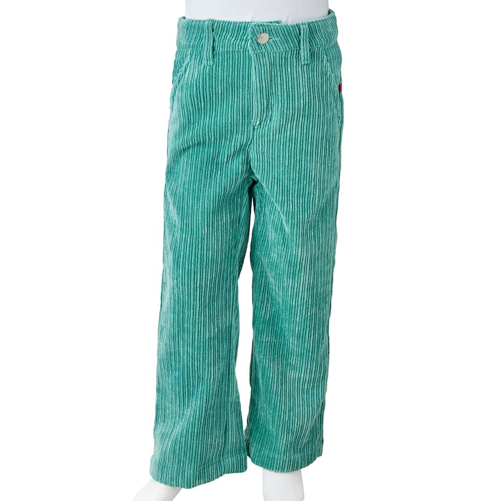 Pantalon enfant en velours côtelé vert menthe 92