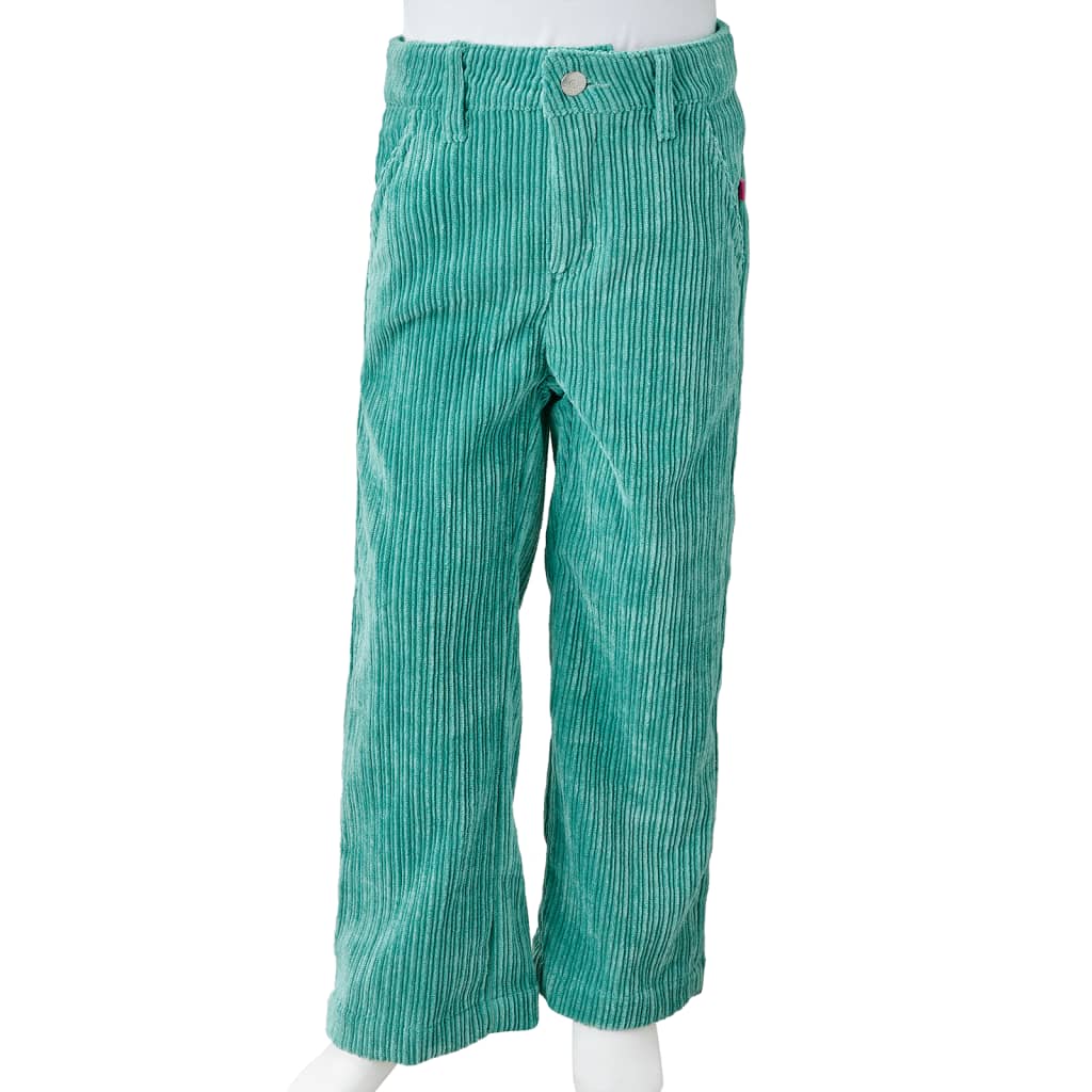 Pantalon enfant en velours côtelé vert menthe 128