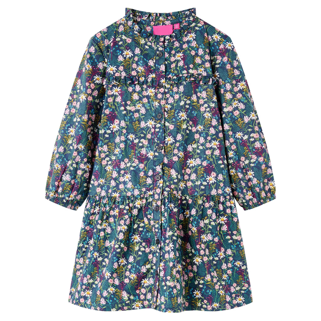 Robe enfant manches longues bleu foncé 104
