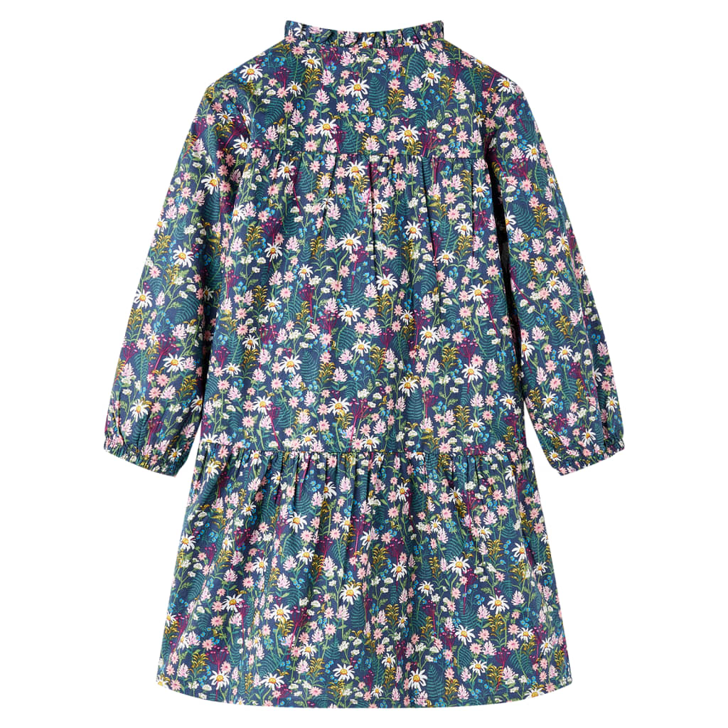 Robe enfant manches longues bleu foncé 104